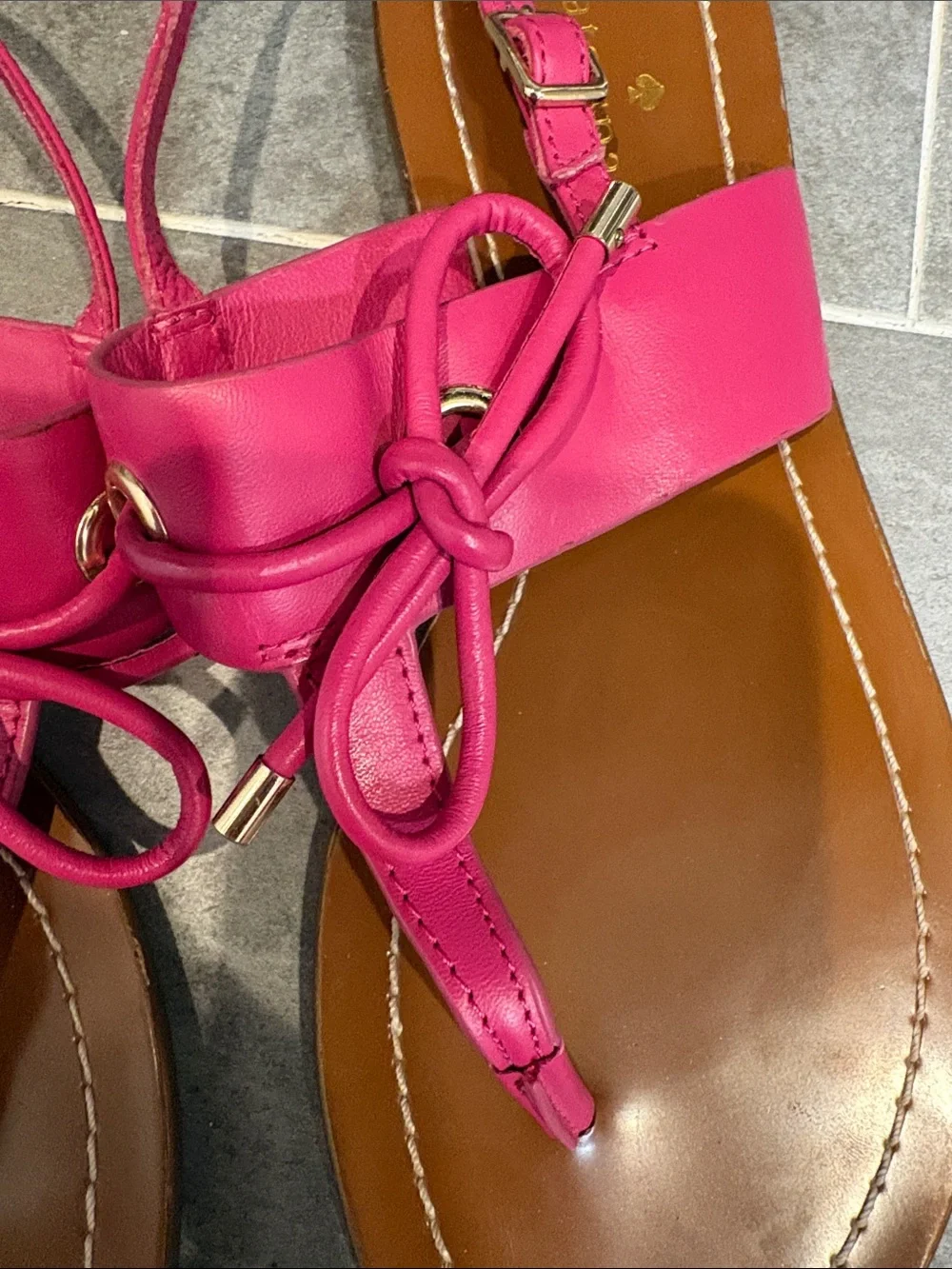 kate spade Hot Pink Leather Knot Thong Sandals